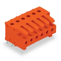 THT female header; 0.9 x 0.9 mm solder pin; angled; 100% protected against mismating; Pin spacing 3.81 mm; 6-pole; orange