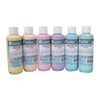 Guasa lavabila 6 x 250 ml, culori pastel