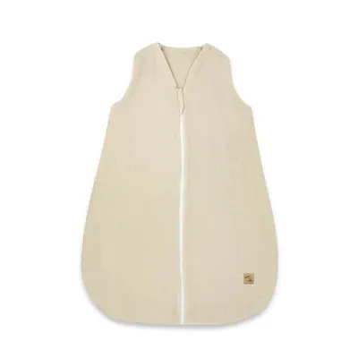 Sac de dormit, Qmini, Cu fermoar, Pentru bebelusi, De iarna, Din muselina dubla, 70 cm, Material certificat Oeko Tex Standard 100, Warm Beige