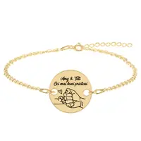 Alan - Bratara personalizata cu banut pentru tata din argint 925 placat cu aur galben 24K