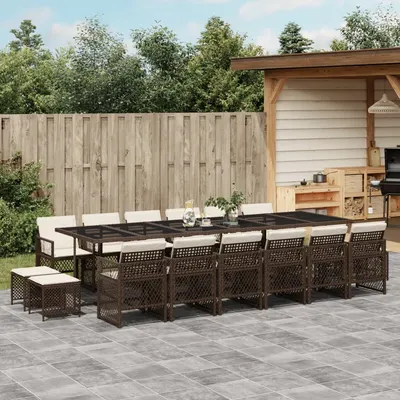 Gossi set mobilier de gradina cu perne, 17 piese, maro, poliratan