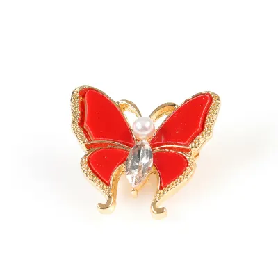 Brosa martisor fluture rosu cu margini aurii