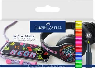 Set de markere Faber-Castell Neon - 6 culori, 1.5 mm