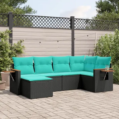 Gossi set canapele de gradina cu perne, 6 piese, negru, poliratan