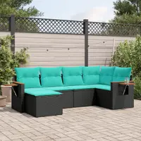 Gossi set canapele de gradina cu perne, 6 piese, negru, poliratan