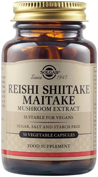 Reishi Shiitake Maitake Mushroom Extract, 50 capsule vegetale, Solgar