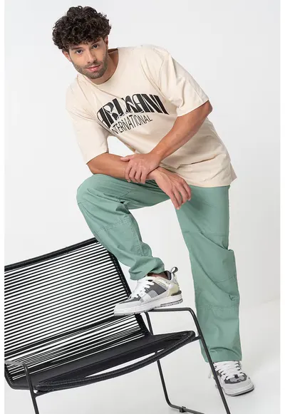 Pantaloni relaxed fit - Verde deschis