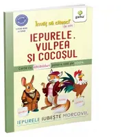 Iepurele, vulpea si cocosul. Carte cu abtibilduri pentru citit pe silabe