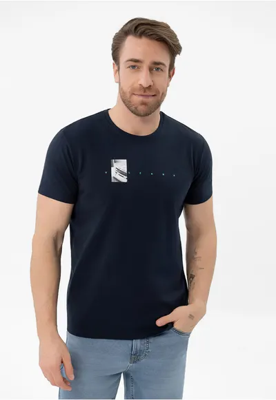 Tricou barbati din bumbac cu imprimeu - Comfort Fit - T-Spacer - albastru marin - Bleumarin