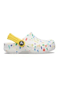Saboti slingback cu model Baya - Alb/Galben