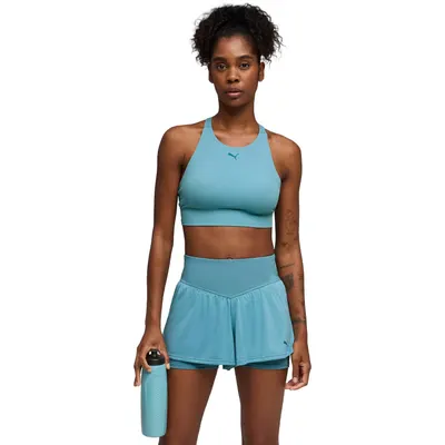 Bustiera femei Puma Shapeluxe High Neck Bra, Albastru