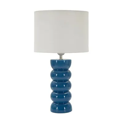 Veioză albă/albastră din ceramică cu abajur textil (înălțime 46 cm) Torr – Mauro Ferretti