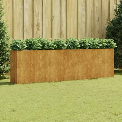 Gossi strat inaltat de gradina, 280x40x80 cm, otel corten