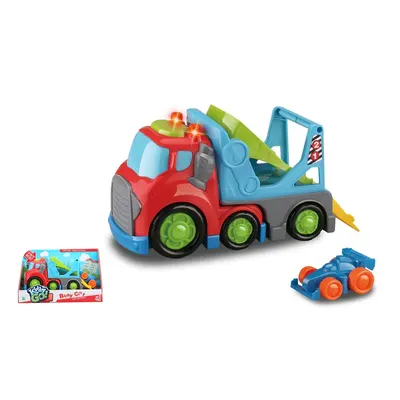 Camion transportator cu rampa, masinuta, sunete si lumini Kiddy Go 19.5 cm