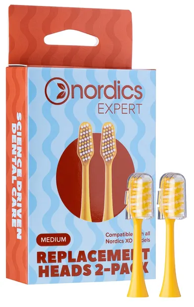Nordics Expert Capete de schimb pentru periuța de dinți electrică XO10, 2 buc, galben