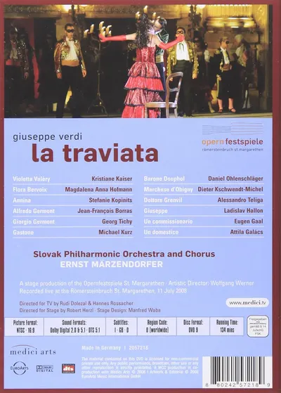 Giuseppe Verdi: La Traviata (DVD) | Kristiane Kaiser, Magdalena Anna Hofmann, Stefanie Kopinits, Jean-Francois Borras, Georg Tichy, Slovak Philharmonic Orchestra, Ernst Marzendorfer