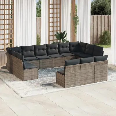 Gossi set mobilier de gradina cu perne, 13 piese, gri, poliratan