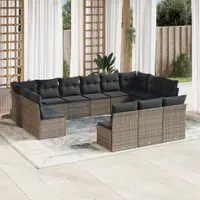 Gossi set mobilier de gradina cu perne, 13 piese, gri, poliratan