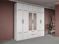 Dulap dormitor Alb 6U cu oglinda+suprapozabil - Madrid