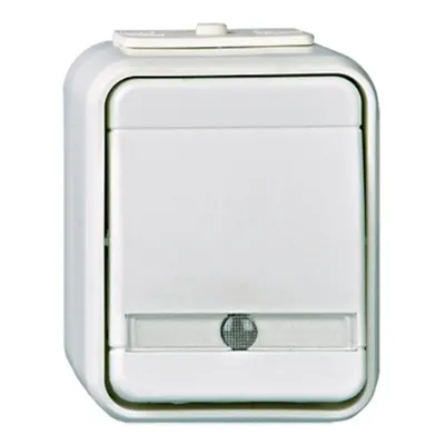 Buton cu revenire cu bec IP44, alb