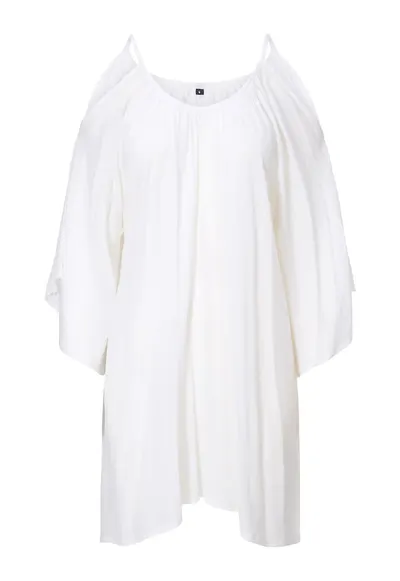 Rochie scurta cu decupaje pe umeri - Alb