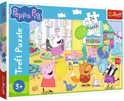 Puzzle Trefl din 24 piese mici - Purcelușa Peppa se joacă cu prietenii