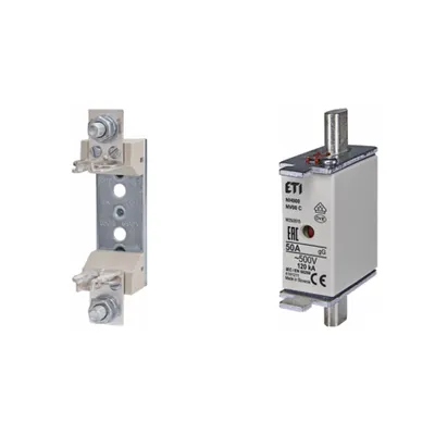 Pachet Protectie Circuit Electric: Soclu Siguranta Fuzibila NH00/NH000 1P (M8), Siguranta Fuzibila NH000 gG 50A 500V