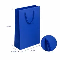 Pungi cadou dreptunghiulare uni - albastru (set 12 buc) - Mică - 18x24x8,5cm
