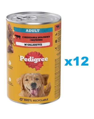 PEDIGREE Adult Conserve caine adult, cu vita si ficat in aspic 12x1200g