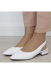 Pantofi albi decupati din piele naturala BY6943-2 03 19719 - Alb