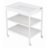 Masuta de infasat, FreeON, Mila, Din lemn, Cu 4 roti pentru transport facil, Cu 3 suprafete de depozitare, 76x54x86 cm, White