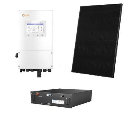 Pachet sistem fotovoltaic hibrid 5kW cu baterie stocare 9.6kWh si 12 panouri monocristaline 400W