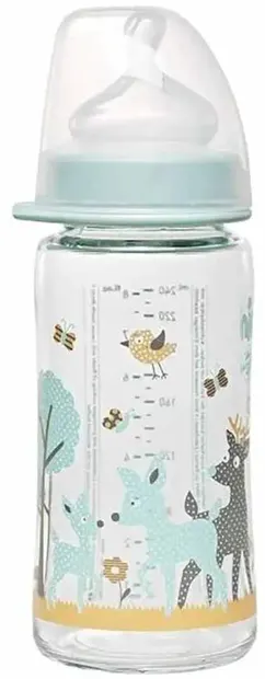 Biberon de sticlă NIP - Flow M, 0 l+, 240 ml, boy