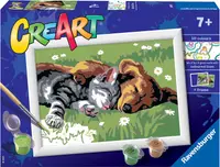 Set de pictură pe numere Ravensburger CreArt - Pisici și câini adormiți