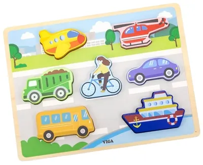 Puzzle în relief Viga Toys - Vehicule