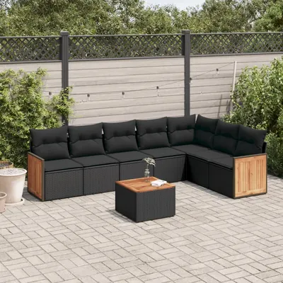 Gossi set mobilier de gradina cu perne, 8 piese, negru, poliratan
