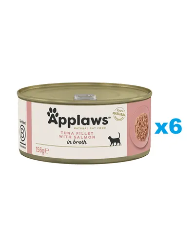 APPLAWS Cat Adult Tuna with Salmon in Broth Mancare umeda pisici, cu ton si somon in sos 6x156 g