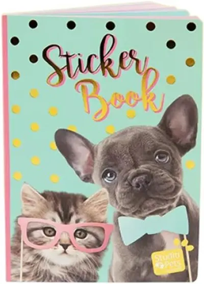 Carte de colorat cu autocolante Studio Pets - A5, Bibi și Paige