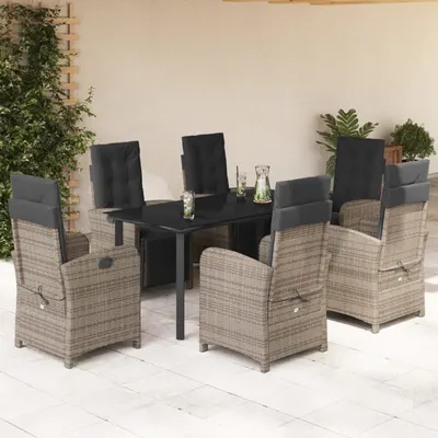 Gossi set mobilier de gradina cu perne, 7 piese, gri, poliratan