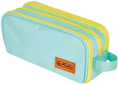 Penar școlar Herlitz - Neon Mint/galben, 3 fermoare