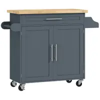 HOMCOM Cărucior Multifuncțional de Bucătărie cu Sertar, Roți, Suport pentru Condimente și Dulăpior, 109x40x89 cm, Gri | Aosom Romania