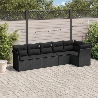 Gossi set mobilier de gradina cu perne, 6 piese, negru, poliratan