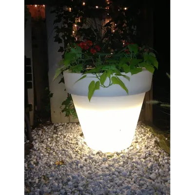 Ghiveci lampa de gradina DUBAI , 1 bec, dulie E27, Diametru 118cm,H129cm Alb
