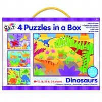 Set 4 puzzle-uri dinozauri (12, 16, 20, 24 piese)