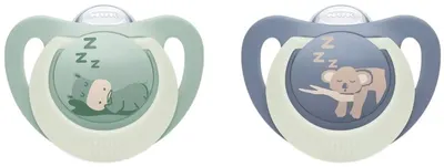Protecții din silicon NUK First Choice - Noapte, 18 luni+, 2 bucăți, hipoalergenice/koala