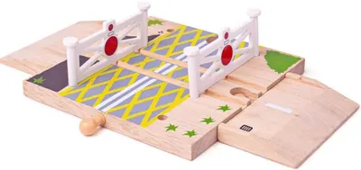 Set din lemn Bigjigs - Trecere la nivel cu rampe