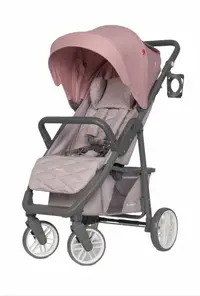 Carucior sport Euro-Cart Flex Powder pink, cadru de aluminiu, roti cu suspensii, spatar reglabil in 3 pozitii, suport pentru biberon, accesorii incluse