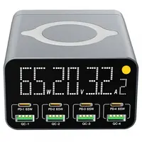 Incarcator Statie OEM WLX-M3 QI, 80W, 4 x USB-A - 4 x USB-C, Gri