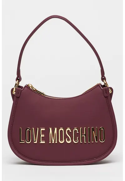 Geanta crossbody de piele ecologica cu logo metalic - Violet