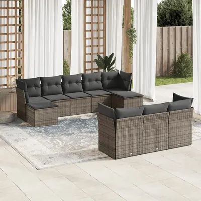 Gossi set mobilier de gradina cu perne, 10 piese, gri, poliratan